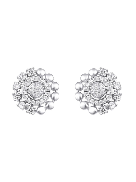 Sterling Silver Stud Earrings With Cubic Zirconia And Rhodium Plating.