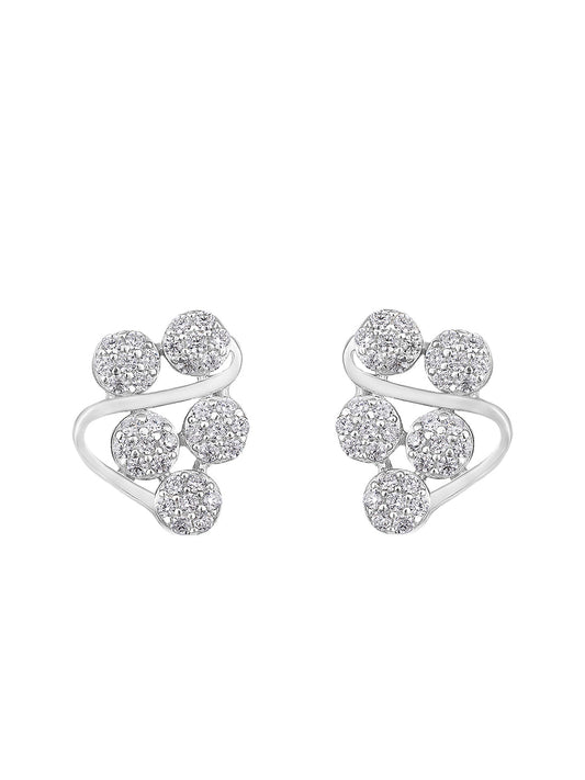 Sterling Silver Stud Earrings With Cubic Zirconia And Rhodium Plating.