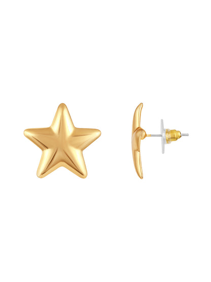 Gold-Plated Handcrafted Stud Earring With The Closure Of Push Back