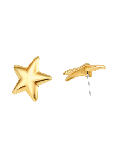 Gold-Plated Handcrafted Stud Earring With The Closure Of Push Back