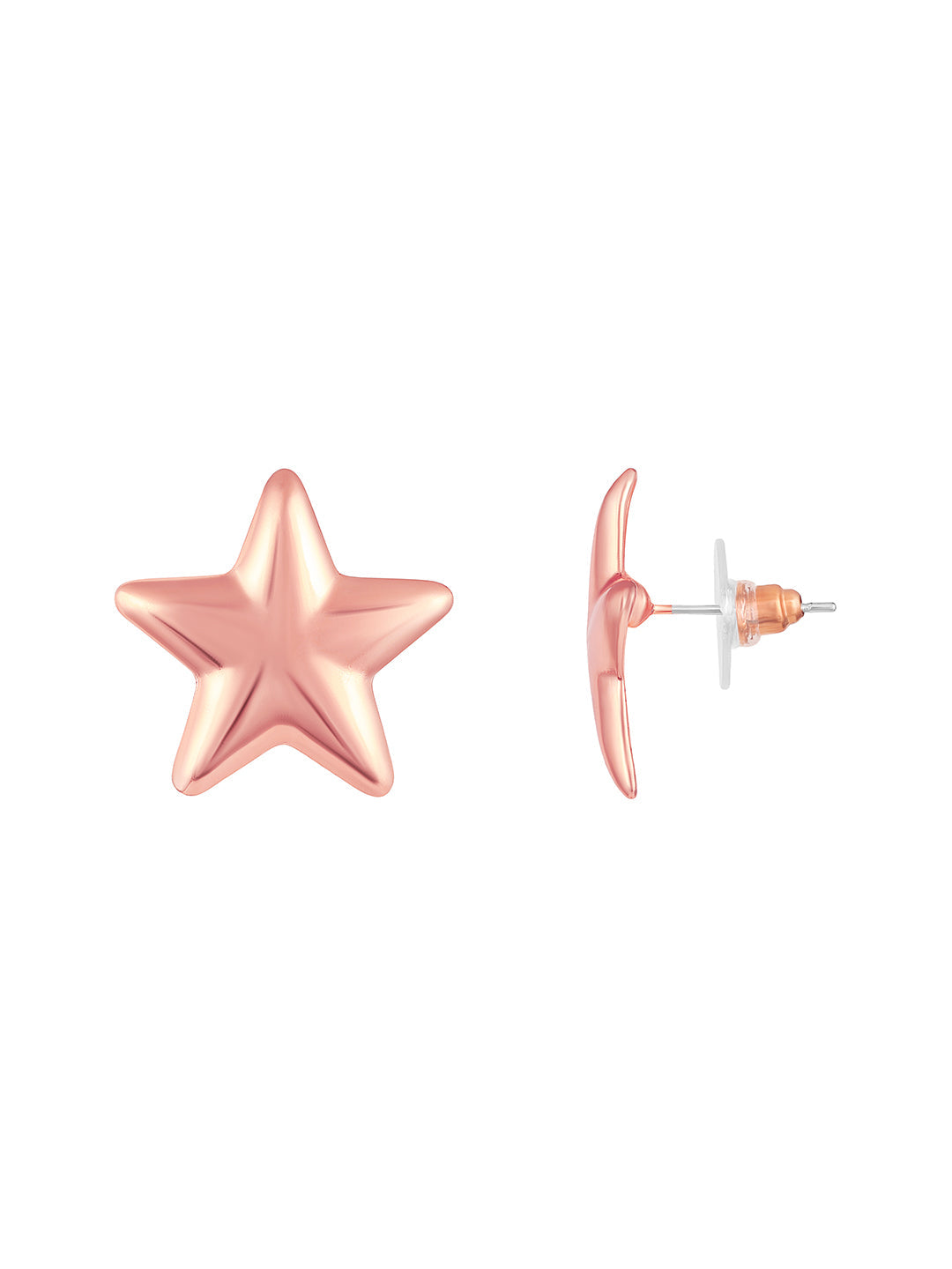 Rosegold-Plated Handcrafted Stud Earring With The Closure Of Push Back