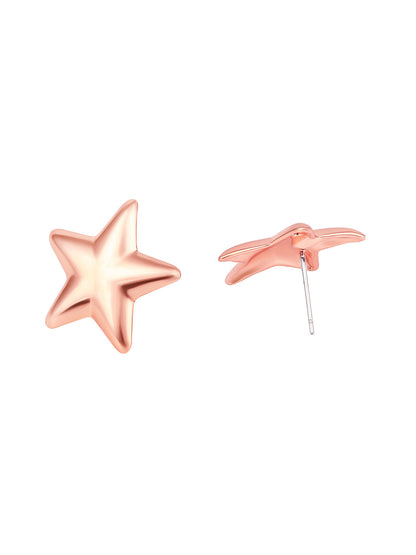 Rosegold-Plated Handcrafted Stud Earring With The Closure Of Push Back
