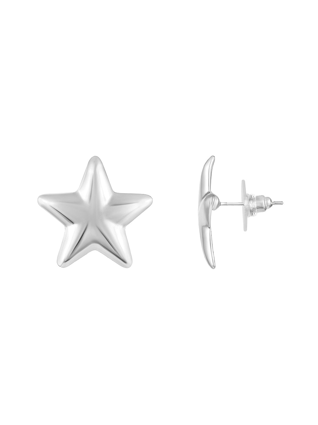 Silver Plated  Handcrafted Stud Earring With The Closure Of Push Back