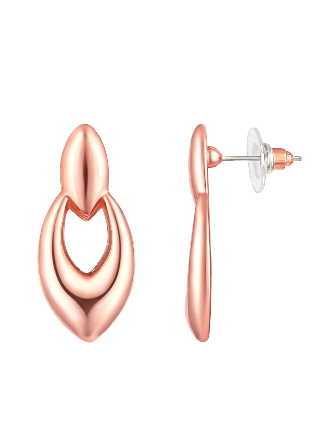 Rosegold-Plated Handcrafted Stud Earring With The Closure Of Push Back