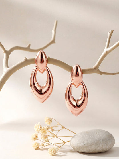 Rosegold-Plated Handcrafted Stud Earring With The Closure Of Push Back