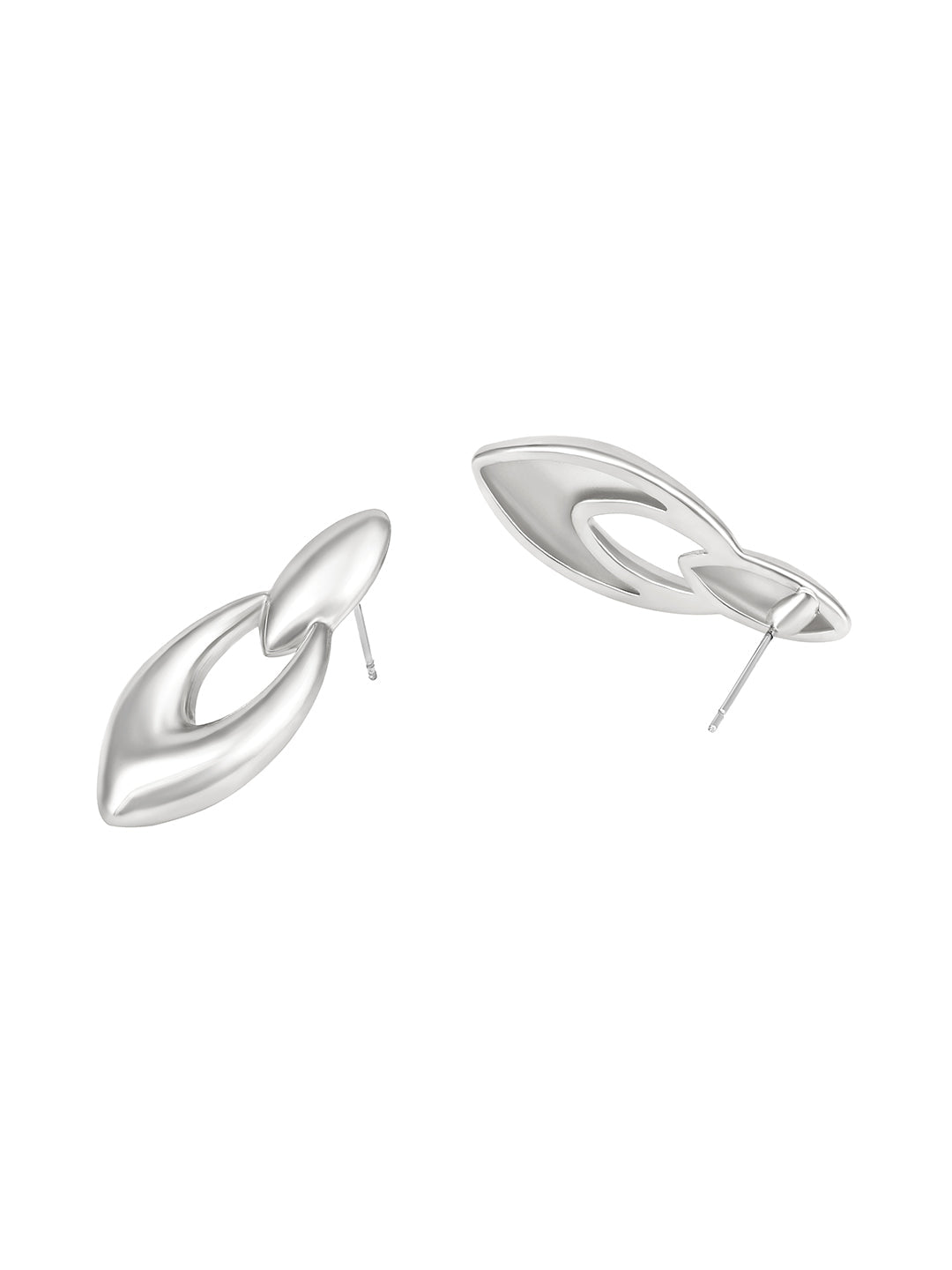 Silver Plated  Handcrafted Stud Earring With The Closure Of Push Back