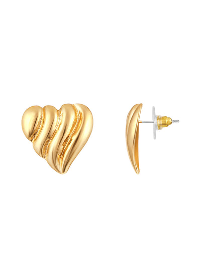 Gold-Plated Handcrafted Stud Earring With The Closure Of Push Back