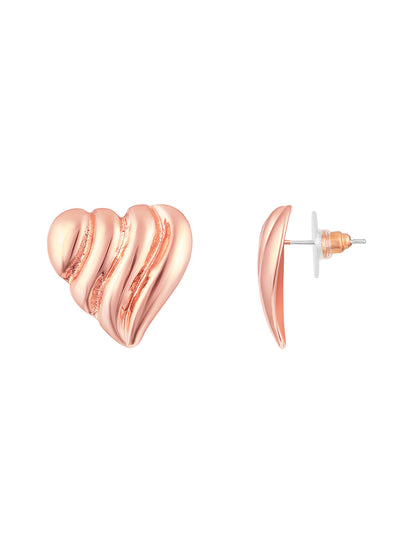 Rosegold-Plated Handcrafted Stud Earring With The Closure Of Push Back