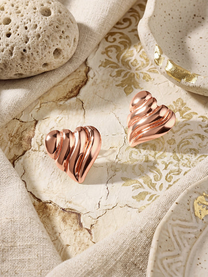 Rosegold-Plated Handcrafted Stud Earring With The Closure Of Push Back