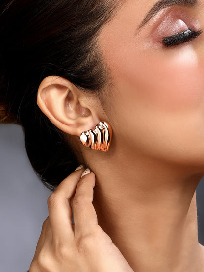 Rosegold-Plated Handcrafted Stud Earring With The Closure Of Push Back