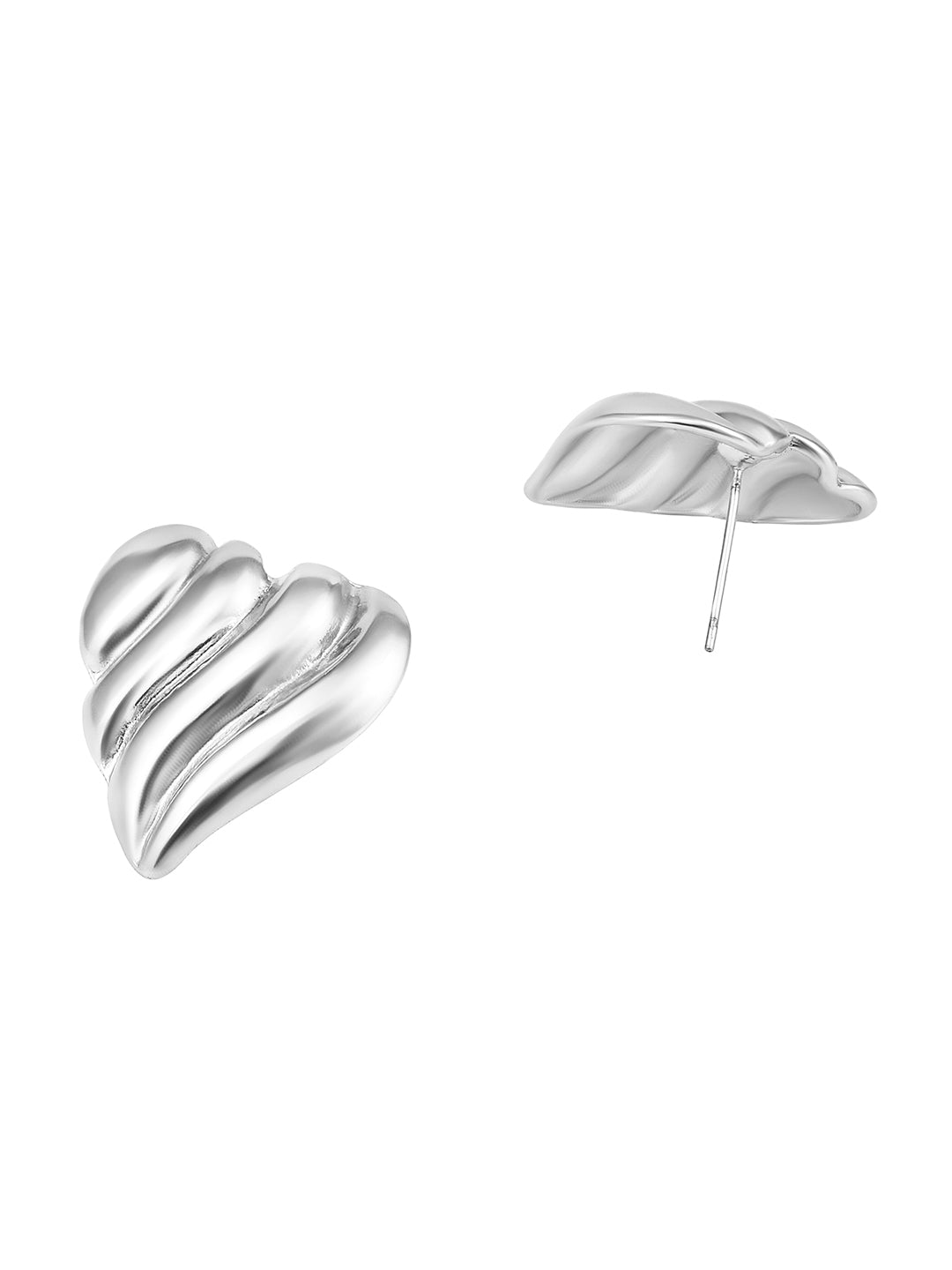 Silver Plated  Handcrafted Stud Earring With The Closure Of Push Back