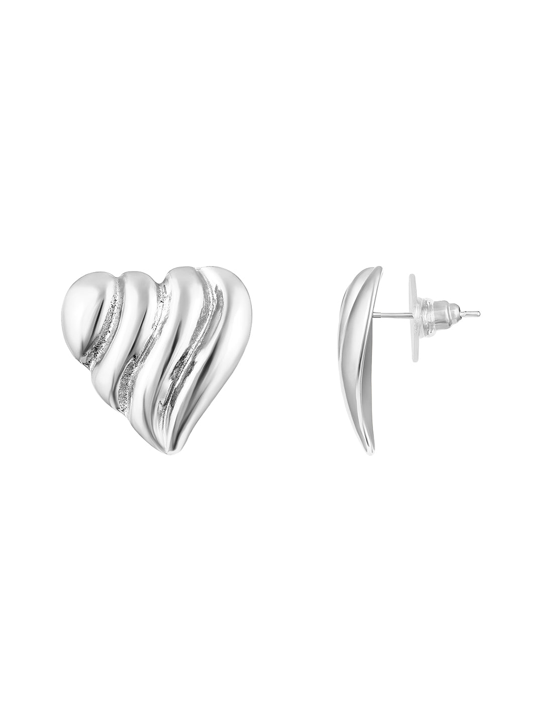 Silver Plated  Handcrafted Stud Earring With The Closure Of Push Back
