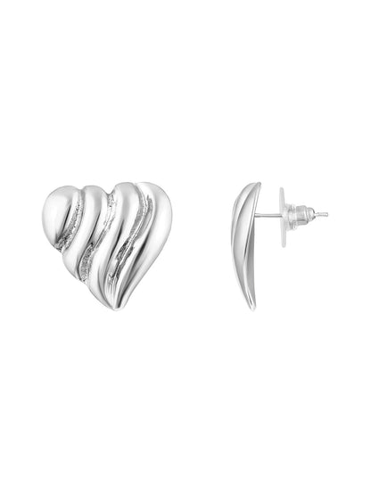 Silver Plated  Handcrafted Stud Earring With The Closure Of Push Back
