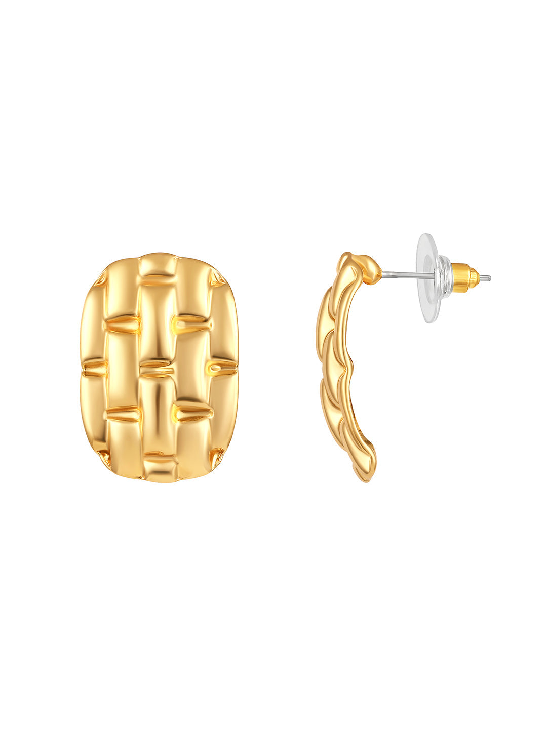 Gold-Plated Handcrafted Stud Earring With The Closure Of Push Back