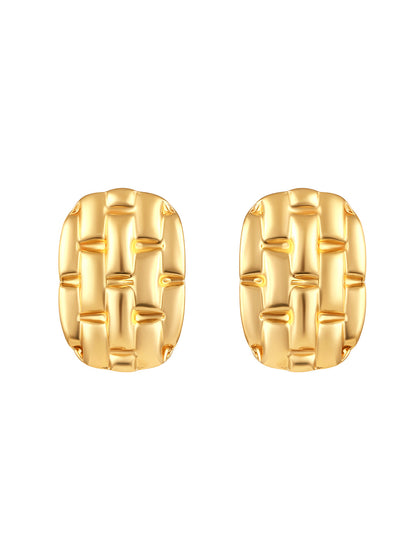 Gold-Plated Handcrafted Stud Earring With The Closure Of Push Back