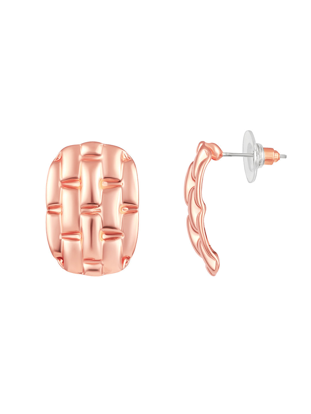 Rosegold-Plated Handcrafted Stud Earring With The Closure Of Push Back