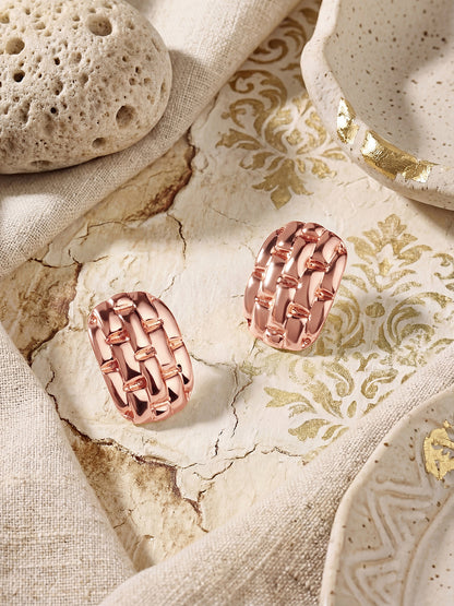 Rosegold-Plated Handcrafted Stud Earring With The Closure Of Push Back