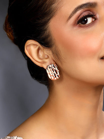 Rosegold-Plated Handcrafted Stud Earring With The Closure Of Push Back