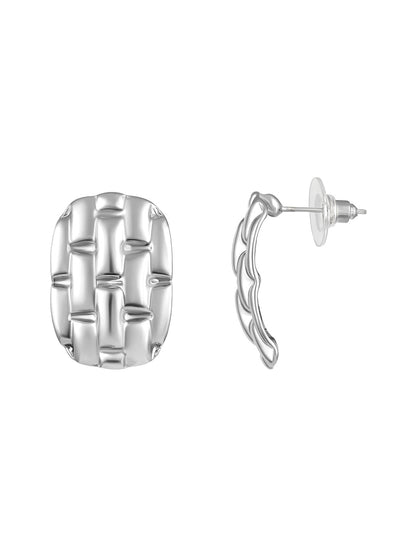 Silver Plated  Handcrafted Stud Earring With The Closure Of Push Back