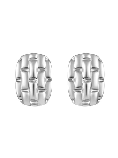 Silver Plated  Handcrafted Stud Earring With The Closure Of Push Back