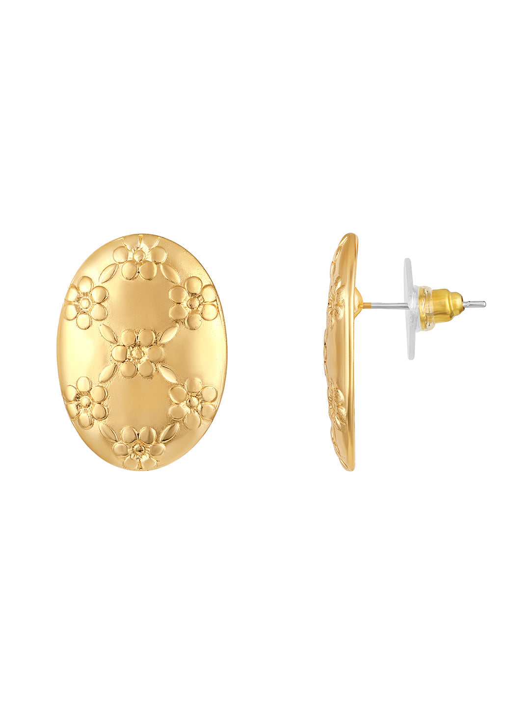 Gold-Plated Handcrafted Stud Earring With The Closure Of Push Back