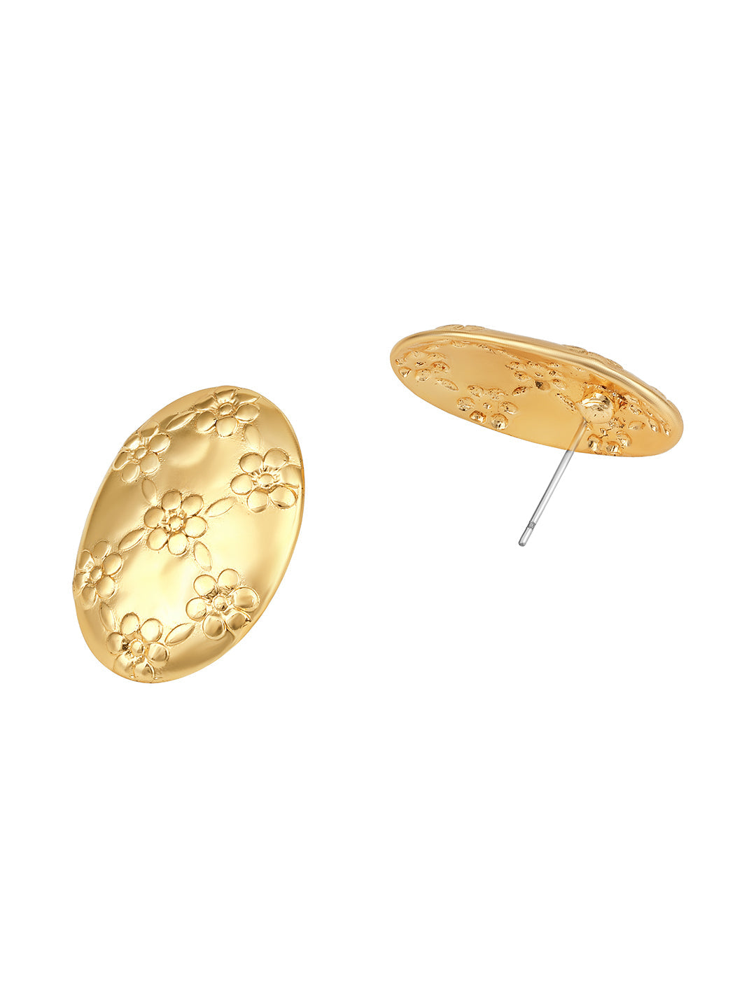 Gold-Plated Handcrafted Stud Earring With The Closure Of Push Back