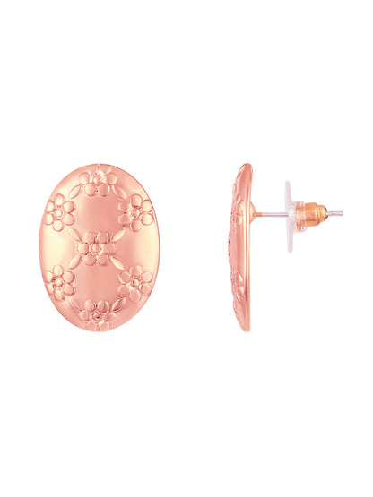 Rosegold-Plated Handcrafted Stud Earring With The Closure Of Push Back