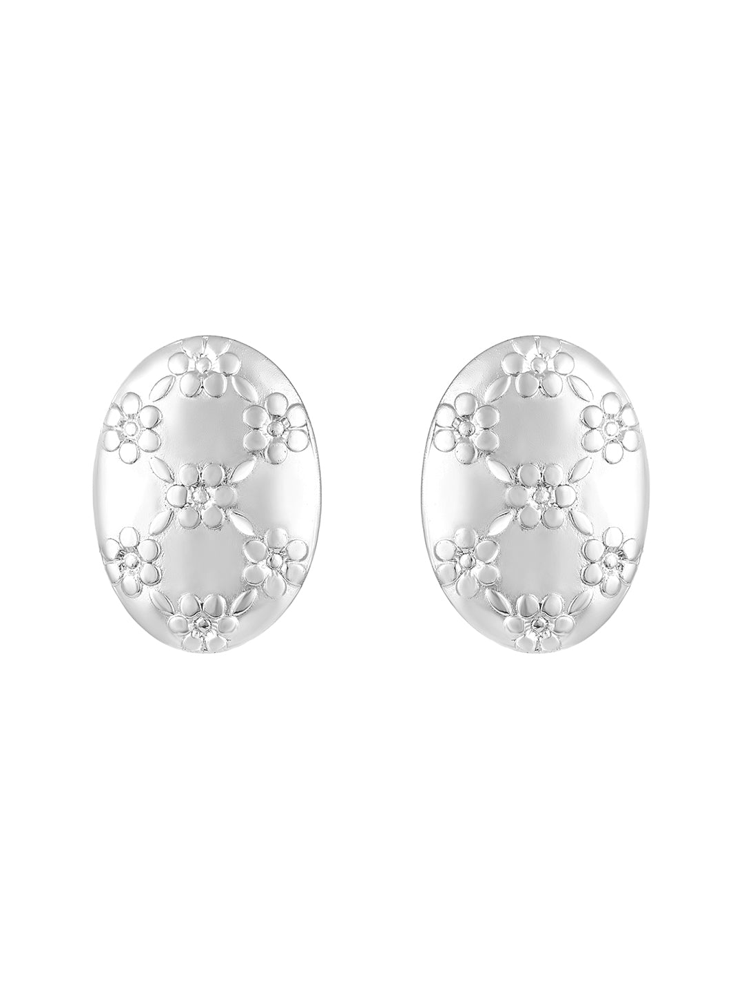 Silver Plated  Handcrafted Stud Earring With The Closure Of Push Back