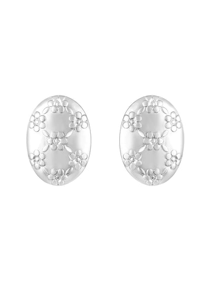Silver Plated  Handcrafted Stud Earring With The Closure Of Push Back