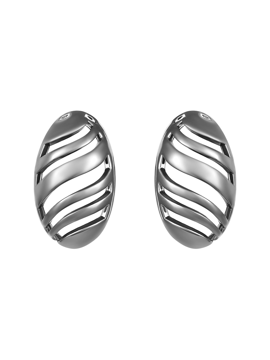 Black Plated  Handcrafted Stud Earring With The Closure Of Push Back