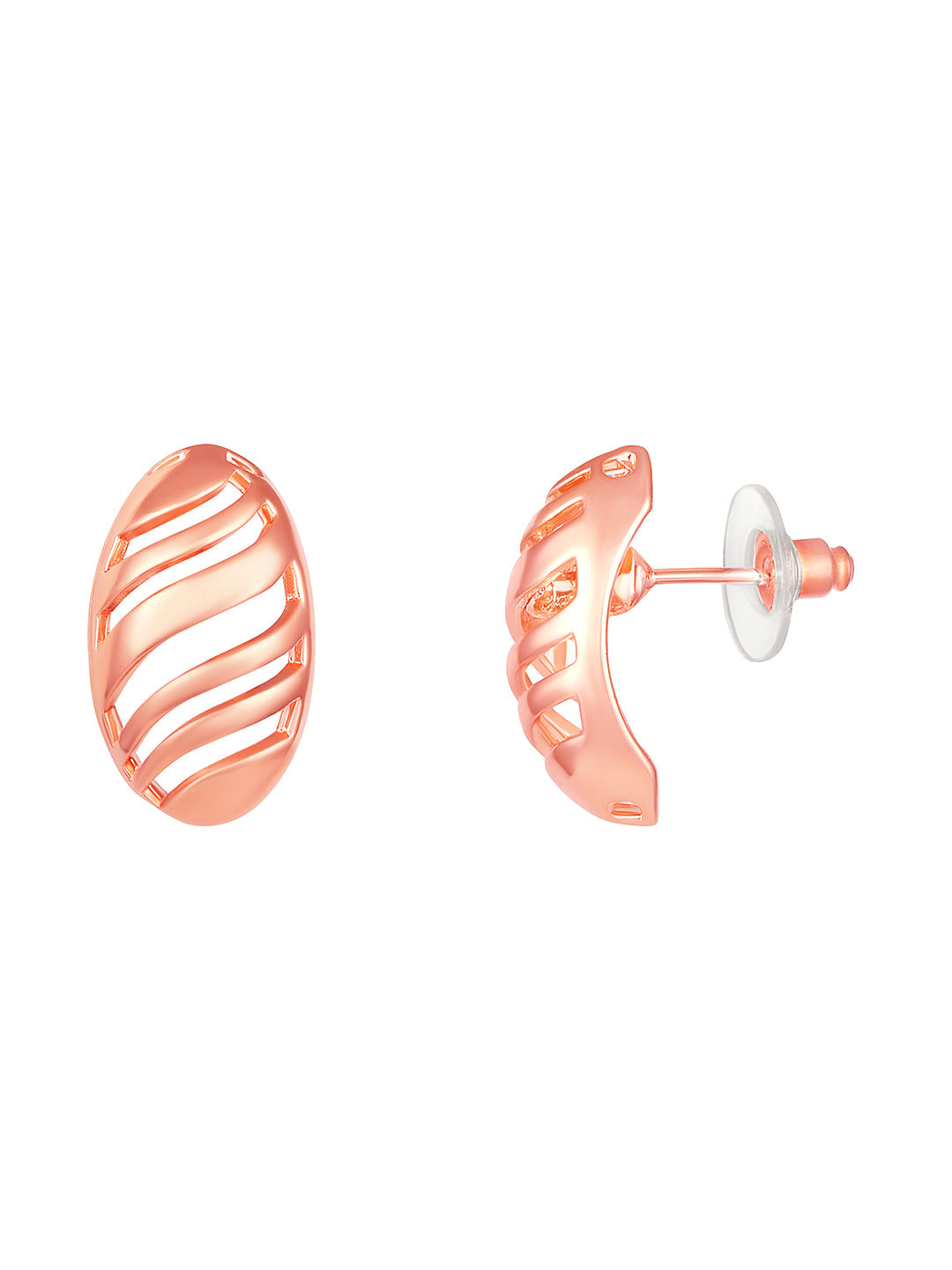 Rosegold-Plated Handcrafted Stud Earring With The Closure Of Push Back