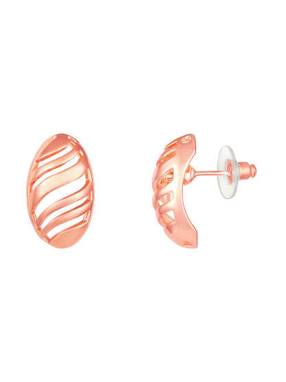 Rosegold-Plated Handcrafted Stud Earring With The Closure Of Push Back