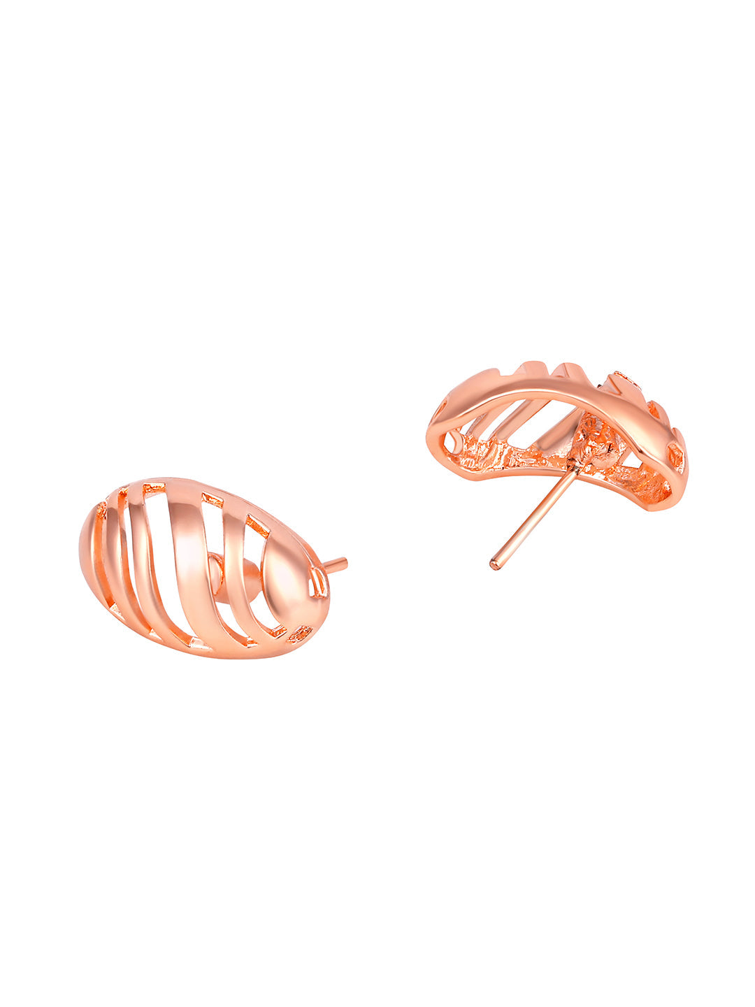 Rosegold-Plated Handcrafted Stud Earring With The Closure Of Push Back