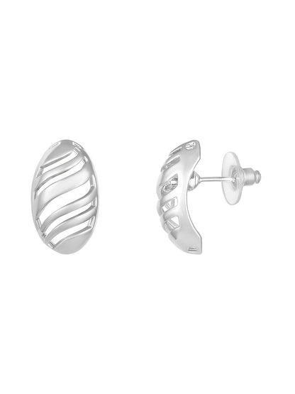 Silver Plated  Handcrafted Stud Earring With The Closure Of Push Back