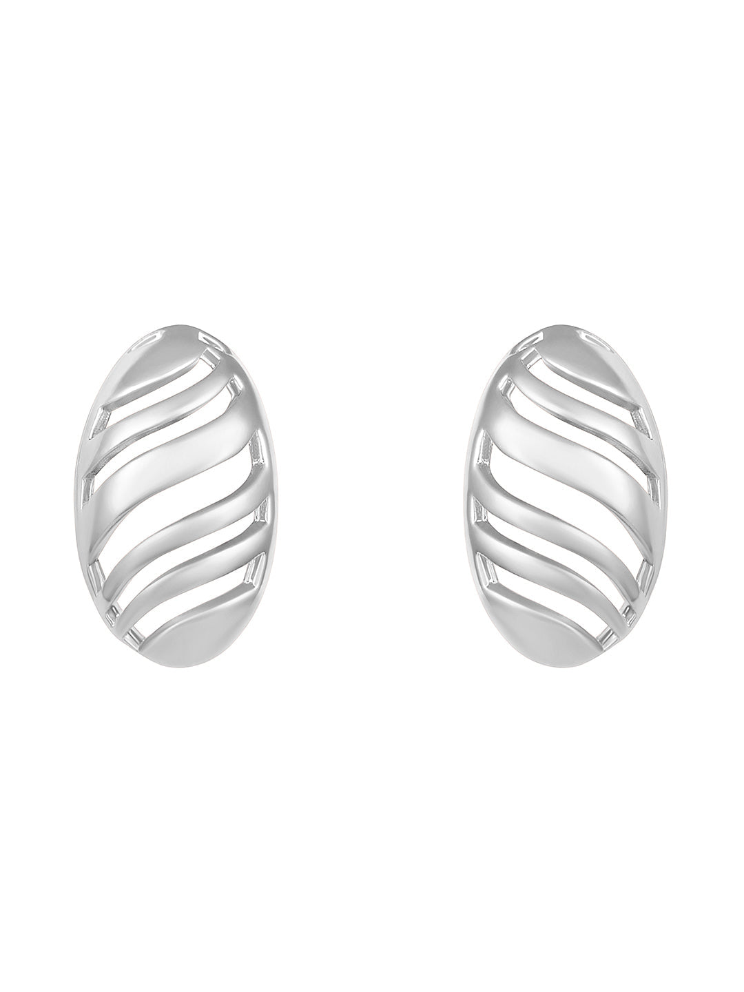 Silver Plated  Handcrafted Stud Earring With The Closure Of Push Back