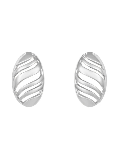 Silver Plated  Handcrafted Stud Earring With The Closure Of Push Back