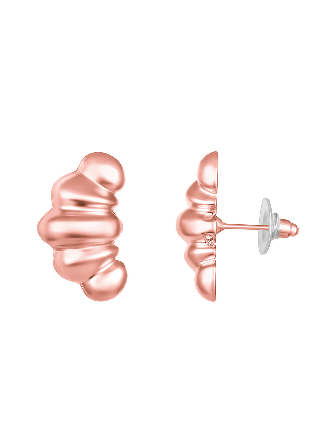 Rosegold-Plated Handcrafted Stud Earring With The Closure Of Push Back