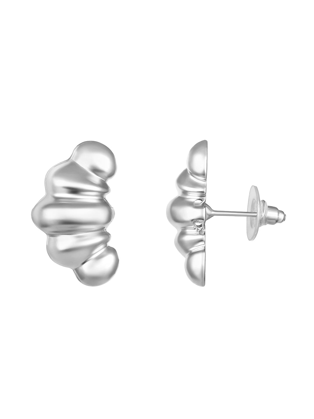 Silver Plated  Handcrafted Stud Earring With The Closure Of Push Back