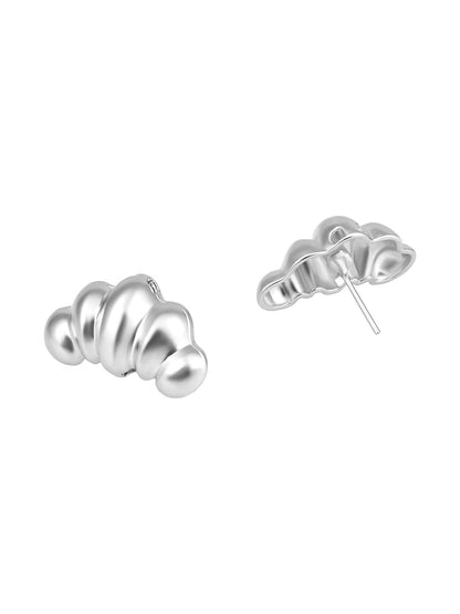 Silver Plated  Handcrafted Stud Earring With The Closure Of Push Back