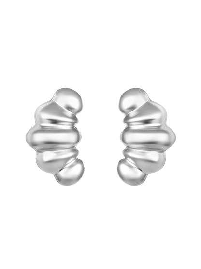 Silver Plated  Handcrafted Stud Earring With The Closure Of Push Back