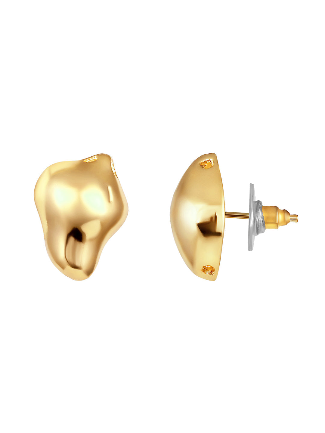Gold-Plated Handcrafted Stud Earring With The Closure Of Push Back