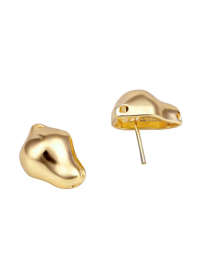 Gold-Plated Handcrafted Stud Earring With The Closure Of Push Back