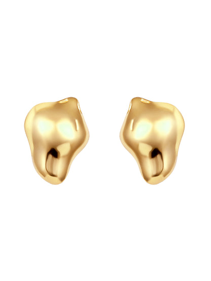 Gold-Plated Handcrafted Stud Earring With The Closure Of Push Back