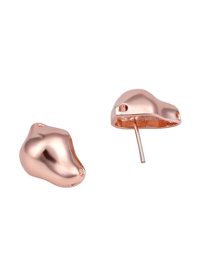 Rosegold-Plated Handcrafted Stud Earring With The Closure Of Push Back
