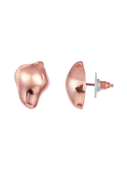 Rosegold-Plated Handcrafted Stud Earring With The Closure Of Push Back