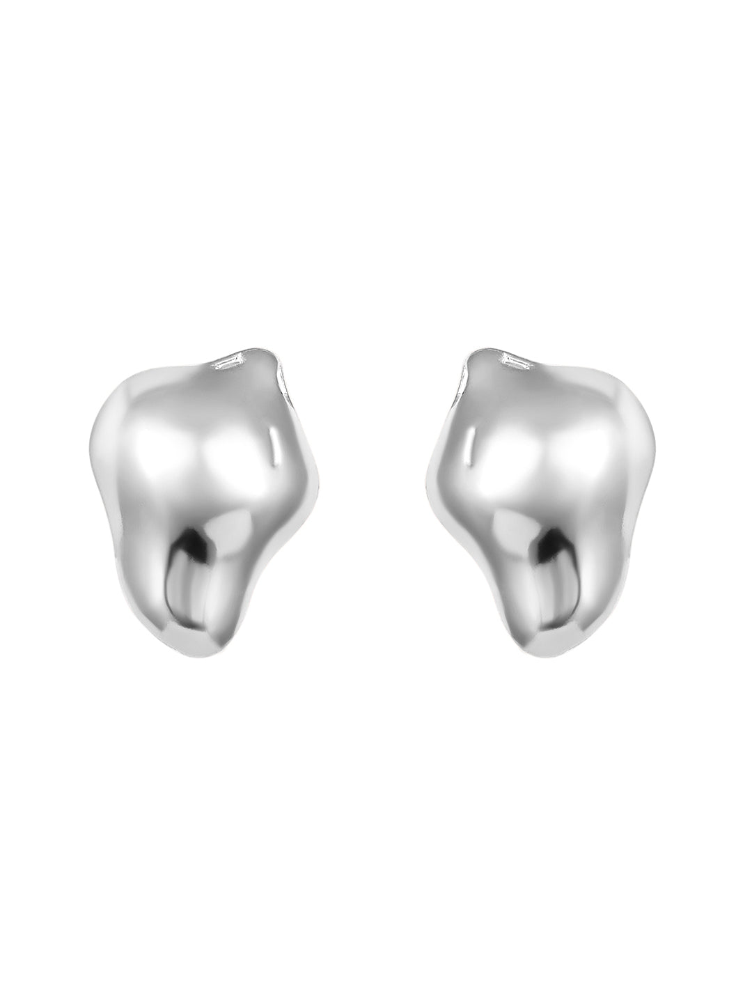 Silver Plated  Handcrafted Stud Earring With The Closure Of Push Back