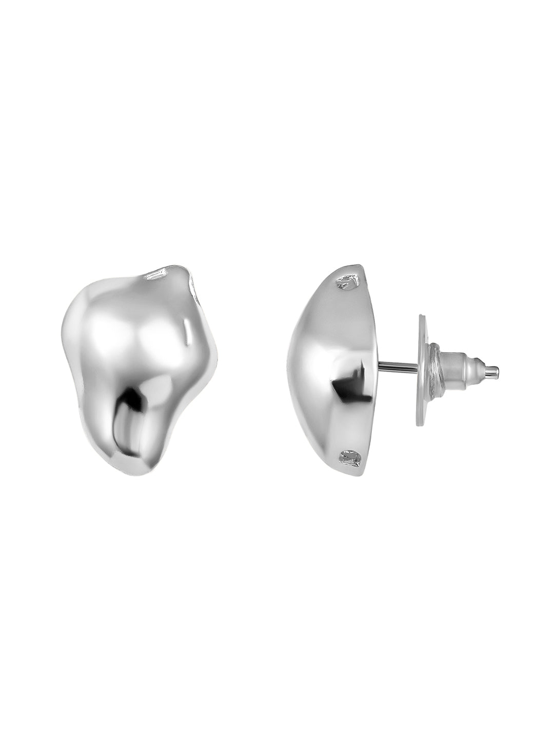 Silver Plated  Handcrafted Stud Earring With The Closure Of Push Back