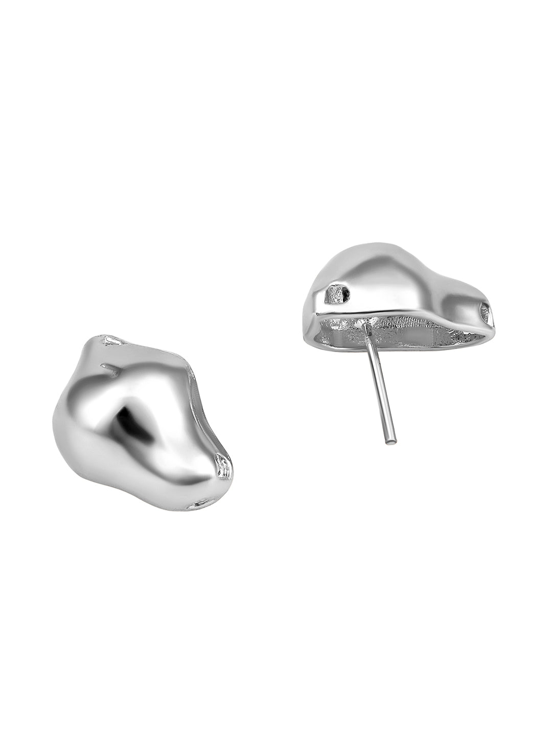 Silver Plated  Handcrafted Stud Earring With The Closure Of Push Back