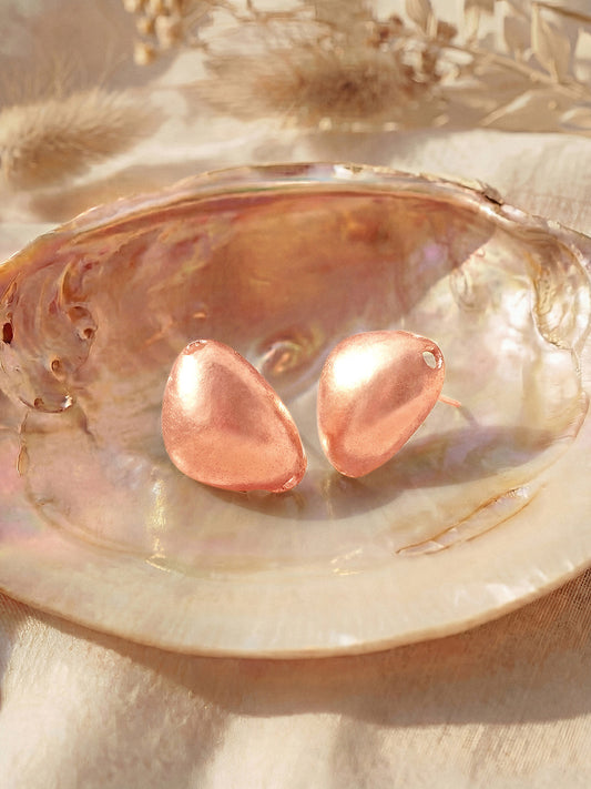 Rosegold-Plated Handcrafted Stud Earring With The Closure Of Push Back