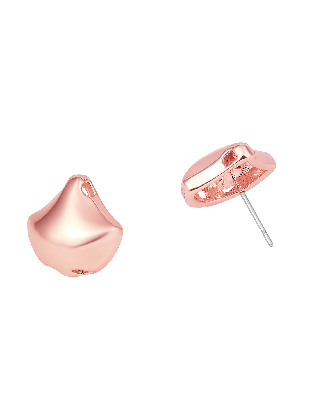 Rosegold-Plated Handcrafted Stud Earring With The Closure Of Push Back